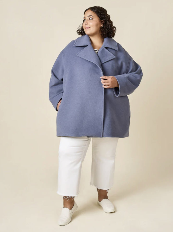 Closet Core Phoebe Coat sewing pattern in oversized double-breasted style