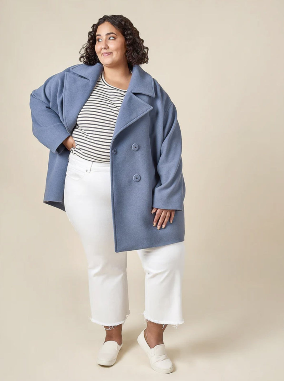 Closet Core Phoebe Coat sewing pattern in oversized double-breasted style
