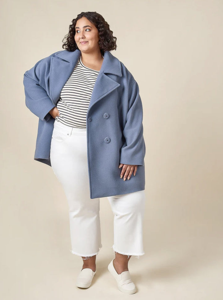Closet Core Phoebe Coat sewing pattern in oversized double-breasted style