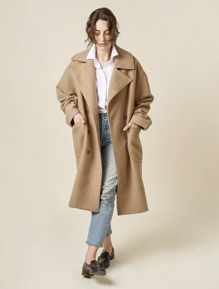 Closet Core Phoebe Coat sewing pattern in oversized double-breasted style