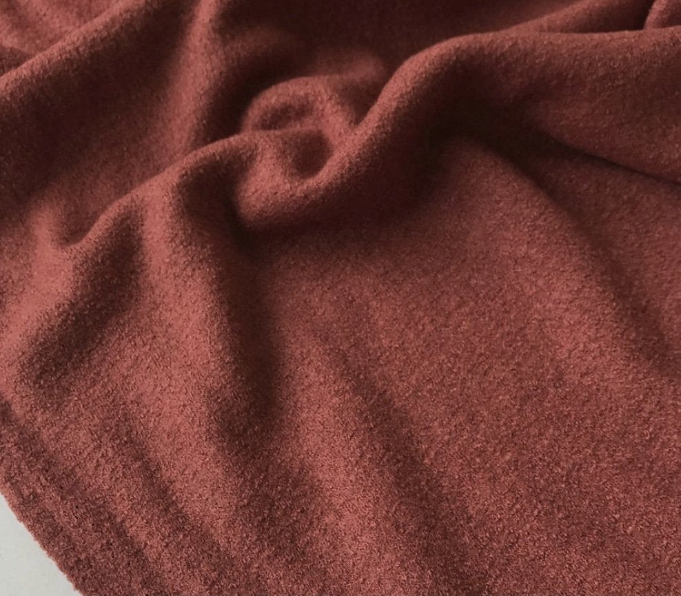 Boiled Wool Fabric in Brick - Warm, Structured Wool Blend for Coats & Jackets