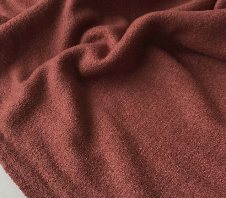 Boiled Wool Fabric in Brick - Warm, Structured Wool Blend for Coats & Jackets