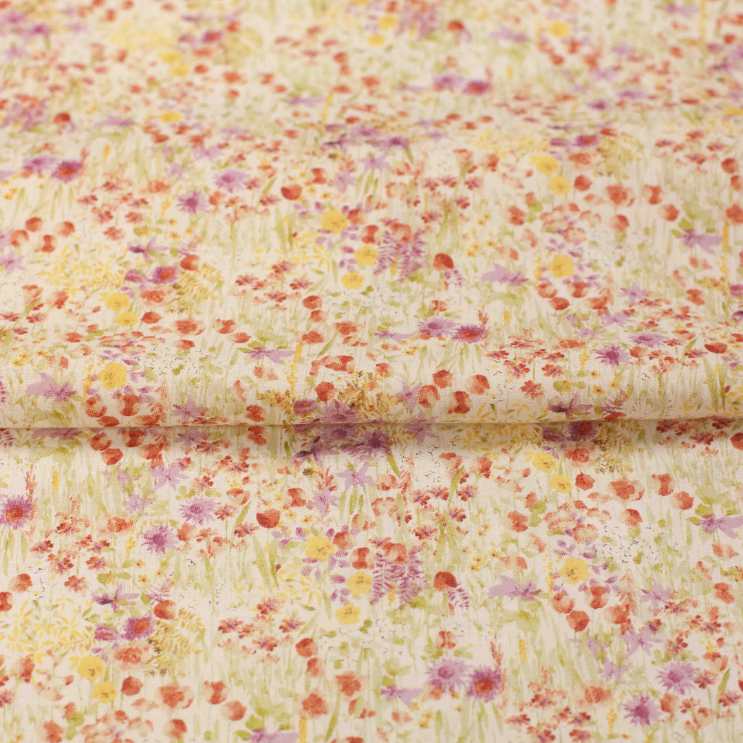 Japanese Cotton - Watercolor Flowers - Pink