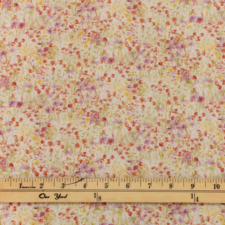 Japanese Cotton - Watercolor Flowers - Pink