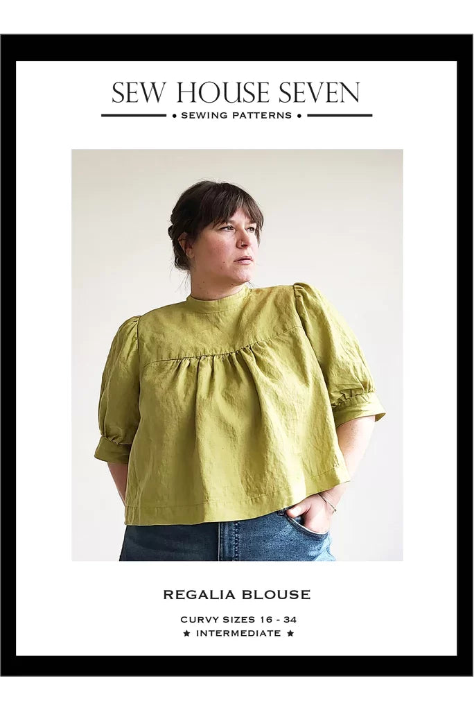 Regalia Blouse for Curvy Sizes by Sew House Seven – Floral Print with Gathered Sleeves and Keyhole Back