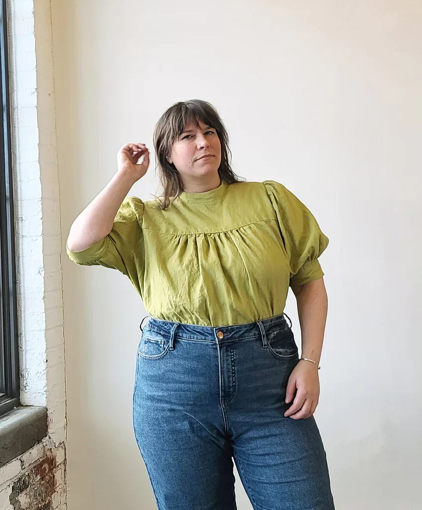 Regalia Blouse for Curvy Sizes by Sew House Seven – Floral Print with Gathered Sleeves and Keyhole Back