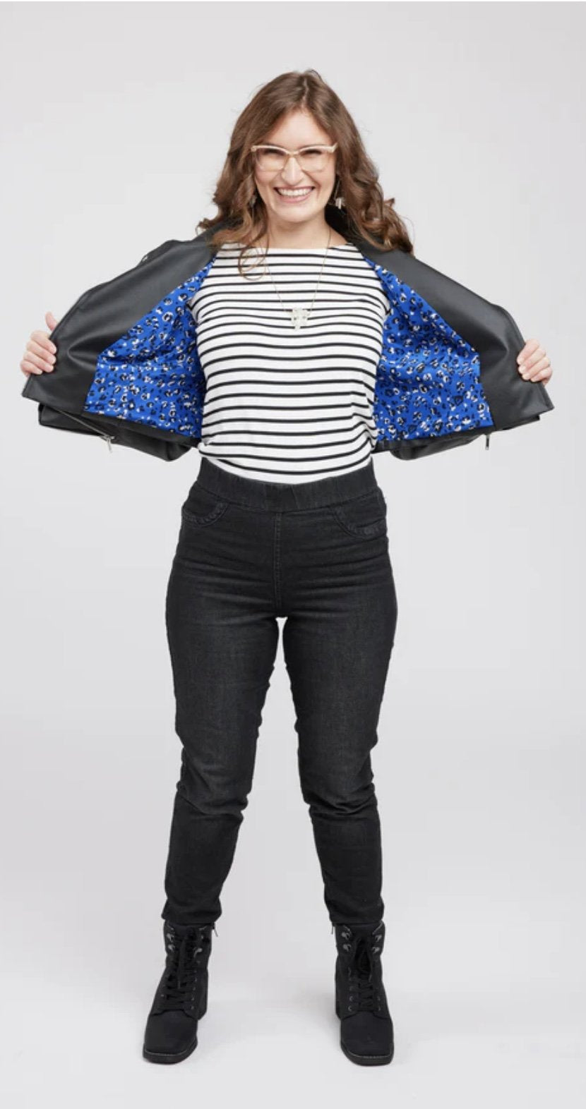 Cashmerette Canton Moto Jacket sewing pattern – curve-friendly biker jacket with asymmetrical zip for sizes 0-16 (cup sizes C-H)