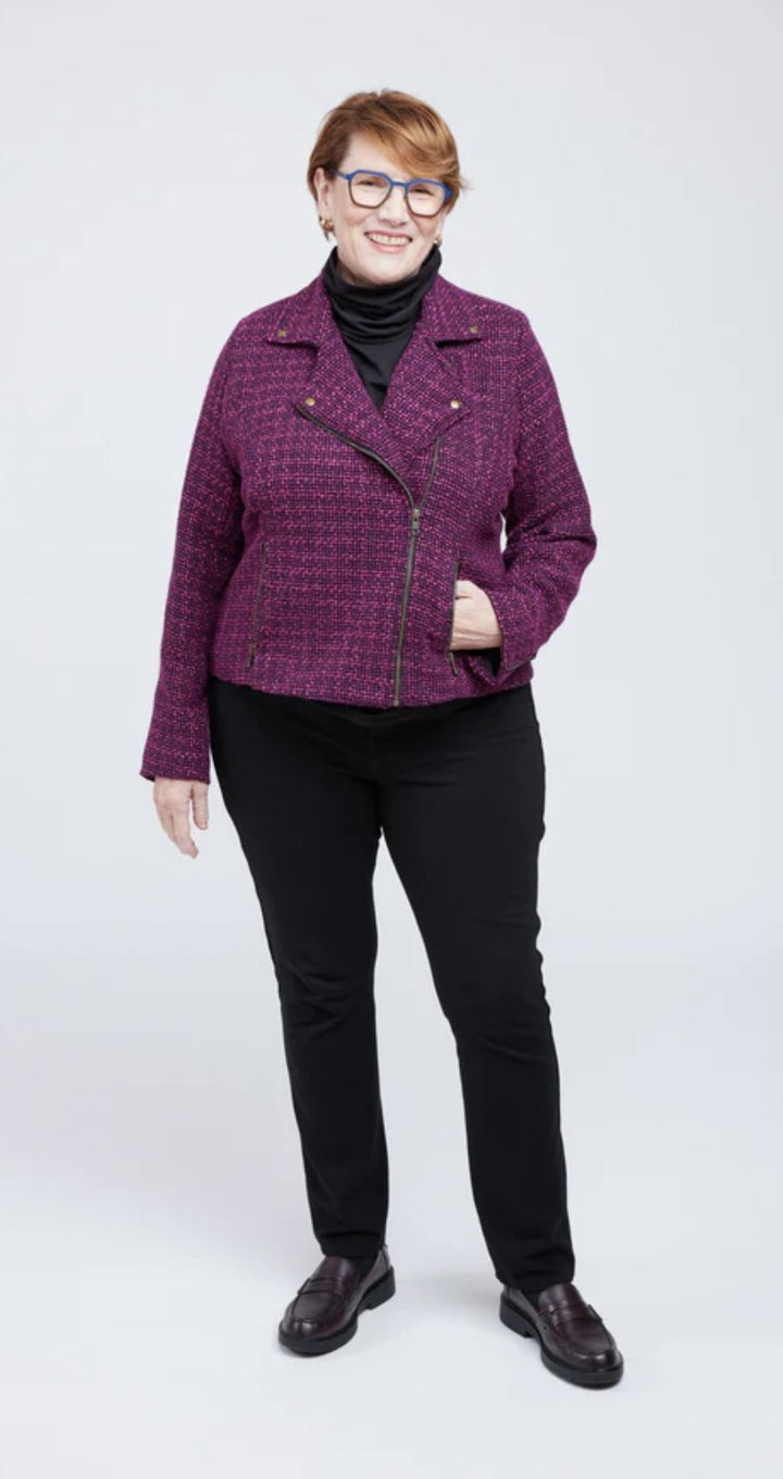 Cashmerette Canton Moto Jacket sewing pattern – curve-friendly biker jacket with asymmetrical zip for sizes 0-16 (cup sizes C-H)