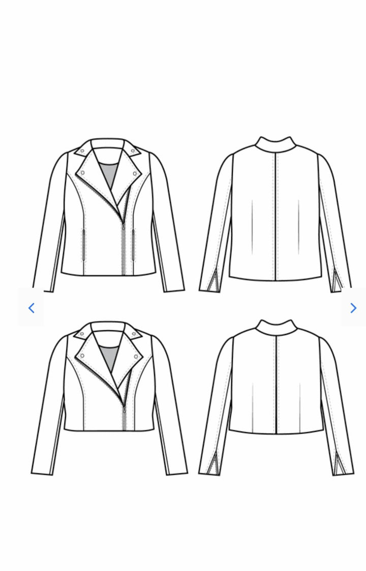 Cashmerette Canton Moto Jacket sewing pattern – curve-friendly biker jacket with asymmetrical zip for sizes 0-16 (cup sizes C-H)