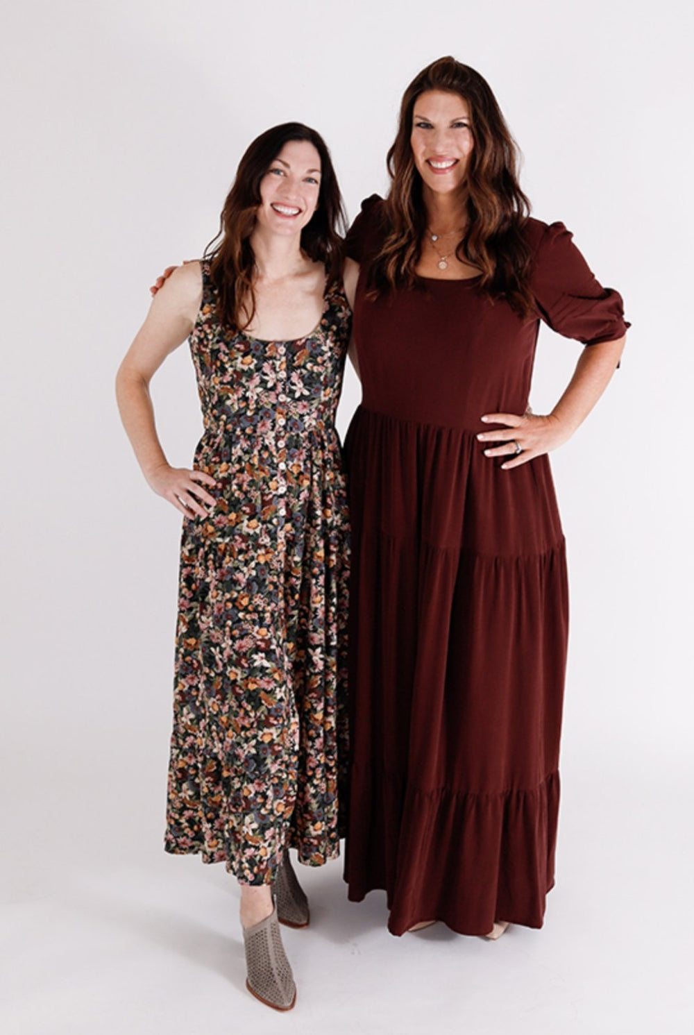 Chalk & Notch Shay Dress sewing pattern – tiered maxi dress with scoop neck and puff sleeves for sizes 0-30