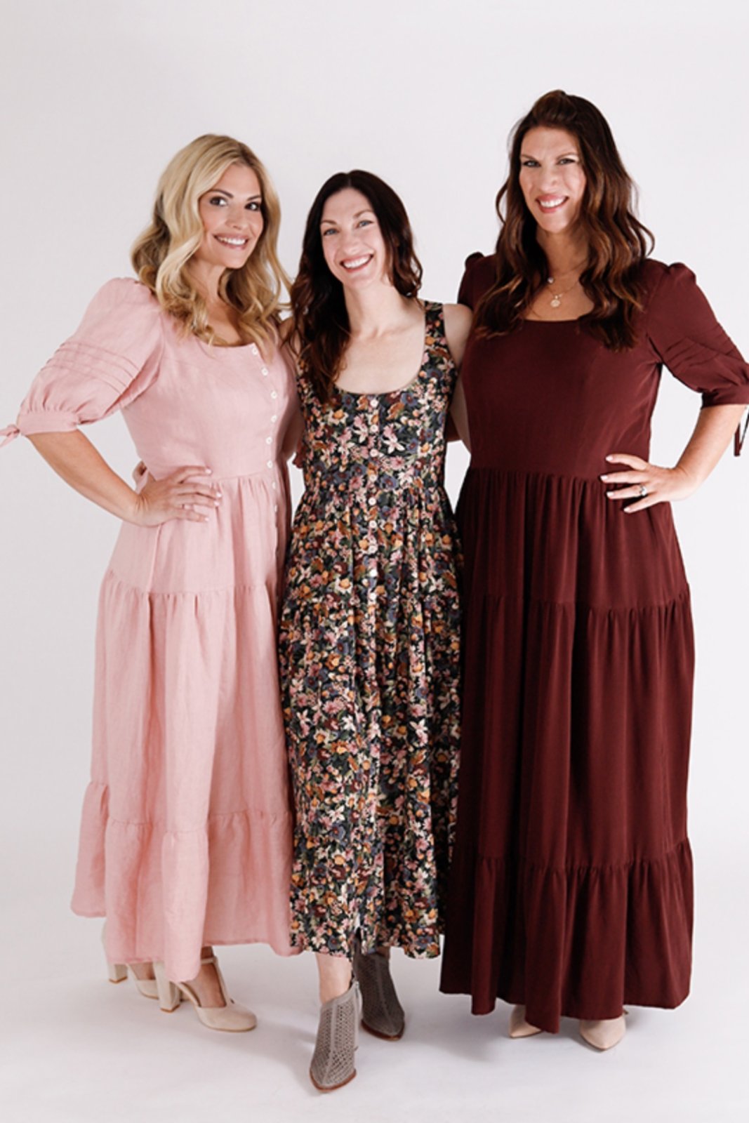 Chalk & Notch Shay Dress sewing pattern – tiered maxi dress with scoop neck and puff sleeves for sizes 0-30