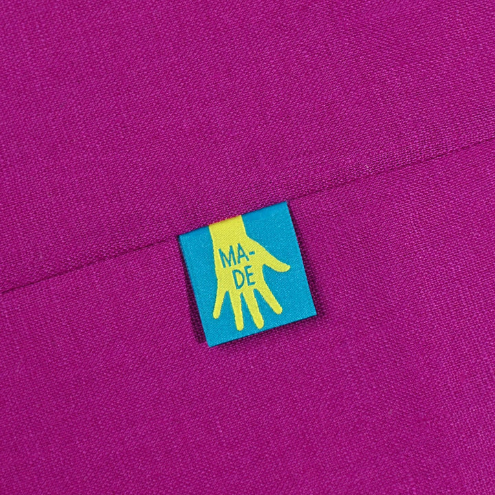 Colorful 'MADE' woven garment labels - small 3/4" sewing tags for professional handmade branding
