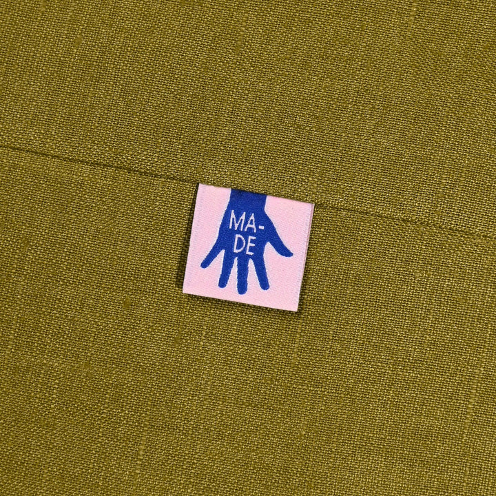 Colorful 'MADE' woven garment labels - small 3/4" sewing tags for professional handmade branding