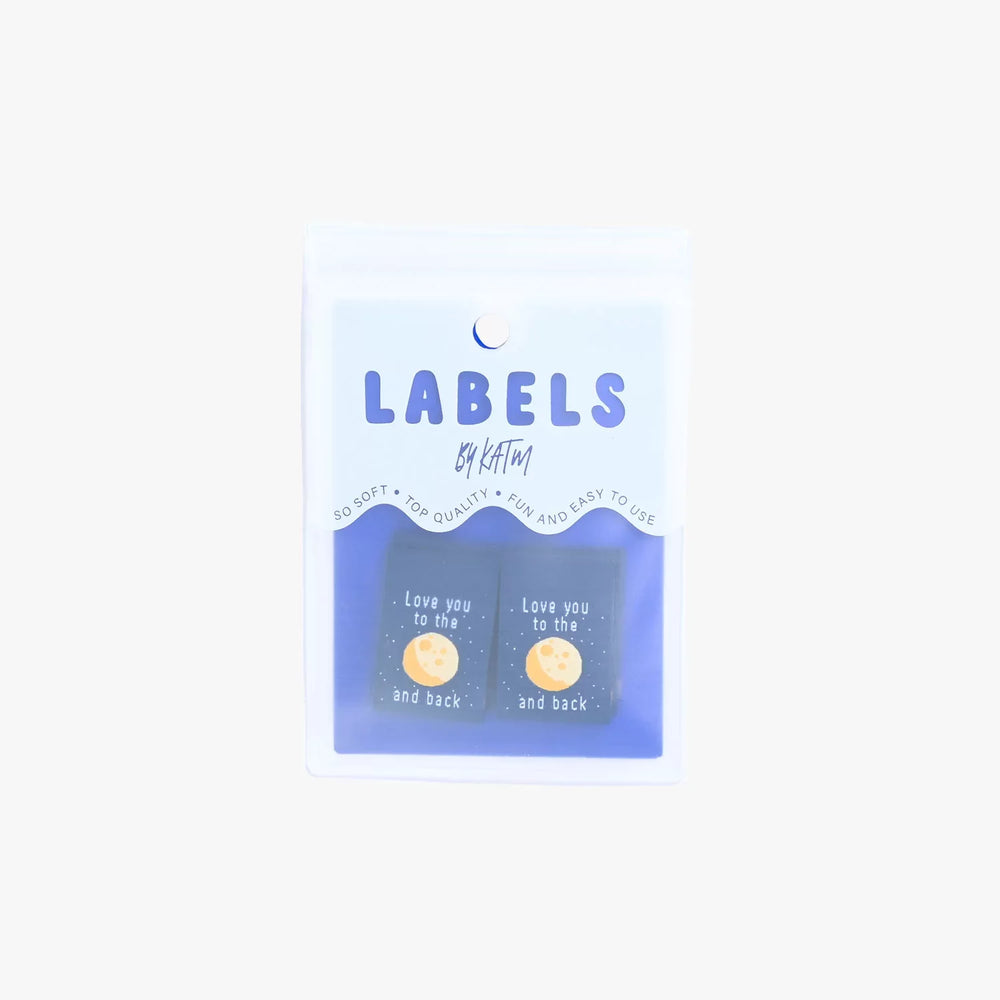 Kylie and the Machine Love You to the Moon and Back woven garment labels for baby clothes and handmade gifts