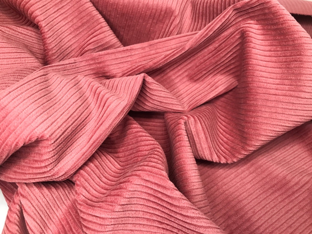 Dusty rose 5 wale cotton corduroy fabric - wide width soft textile for sewing jackets and skirts