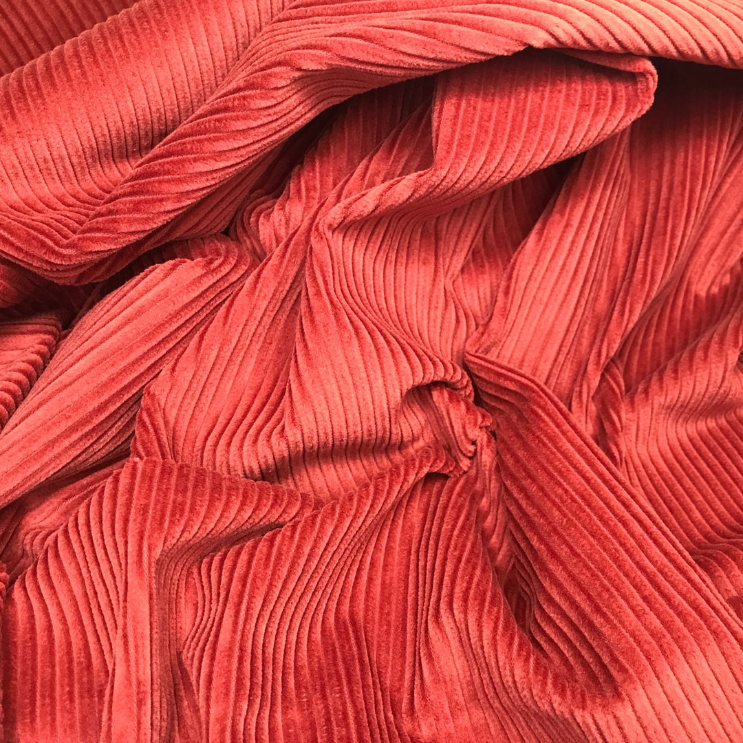 Sangria red 5 wale cotton corduroy fabric - wide width soft textile for sewing stylish jackets and pants