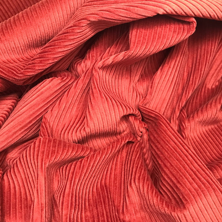 Sangria red 5 wale cotton corduroy fabric - wide width soft textile for sewing stylish jackets and pants