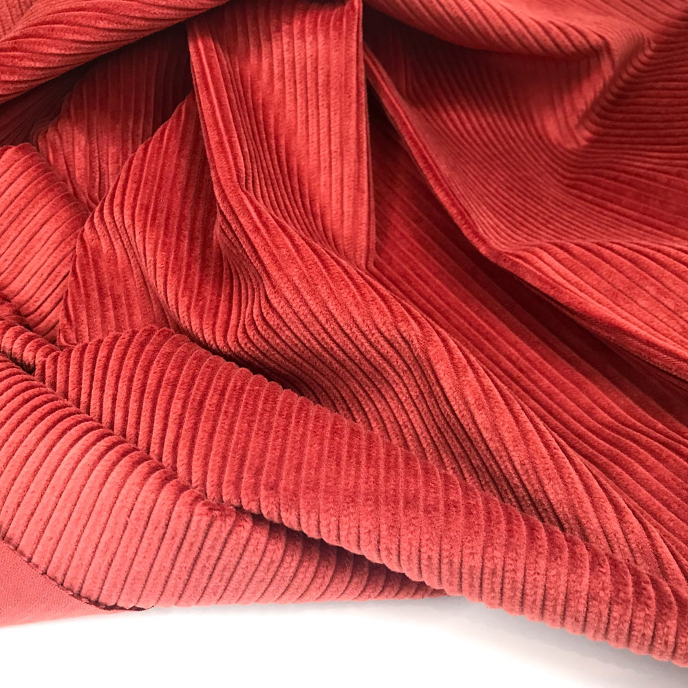 Sangria red 5 wale cotton corduroy fabric - wide width soft textile for sewing stylish jackets and pants