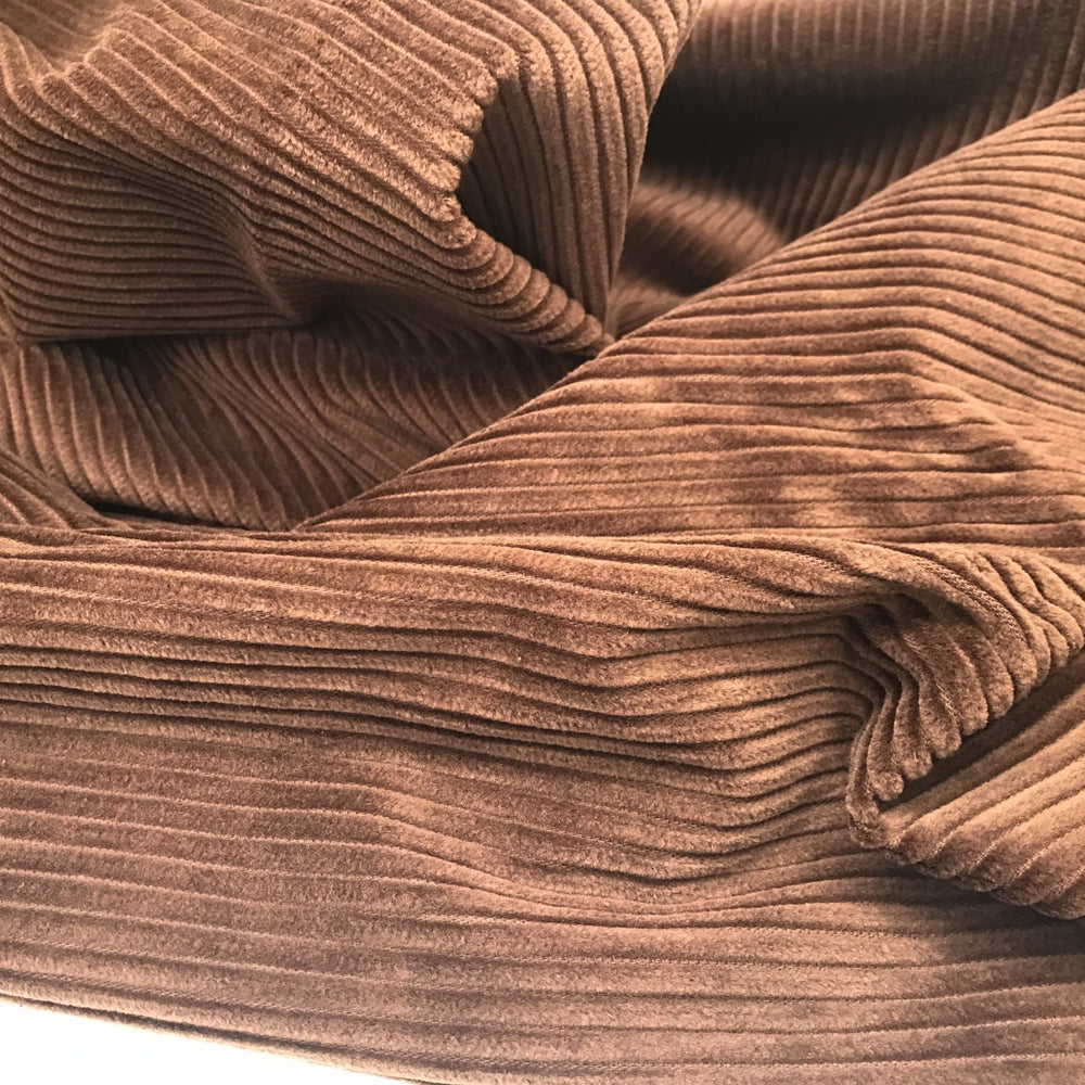 Root beer brown 5 wale cotton corduroy fabric - wide width soft textile for sewing autumn jackets and pants