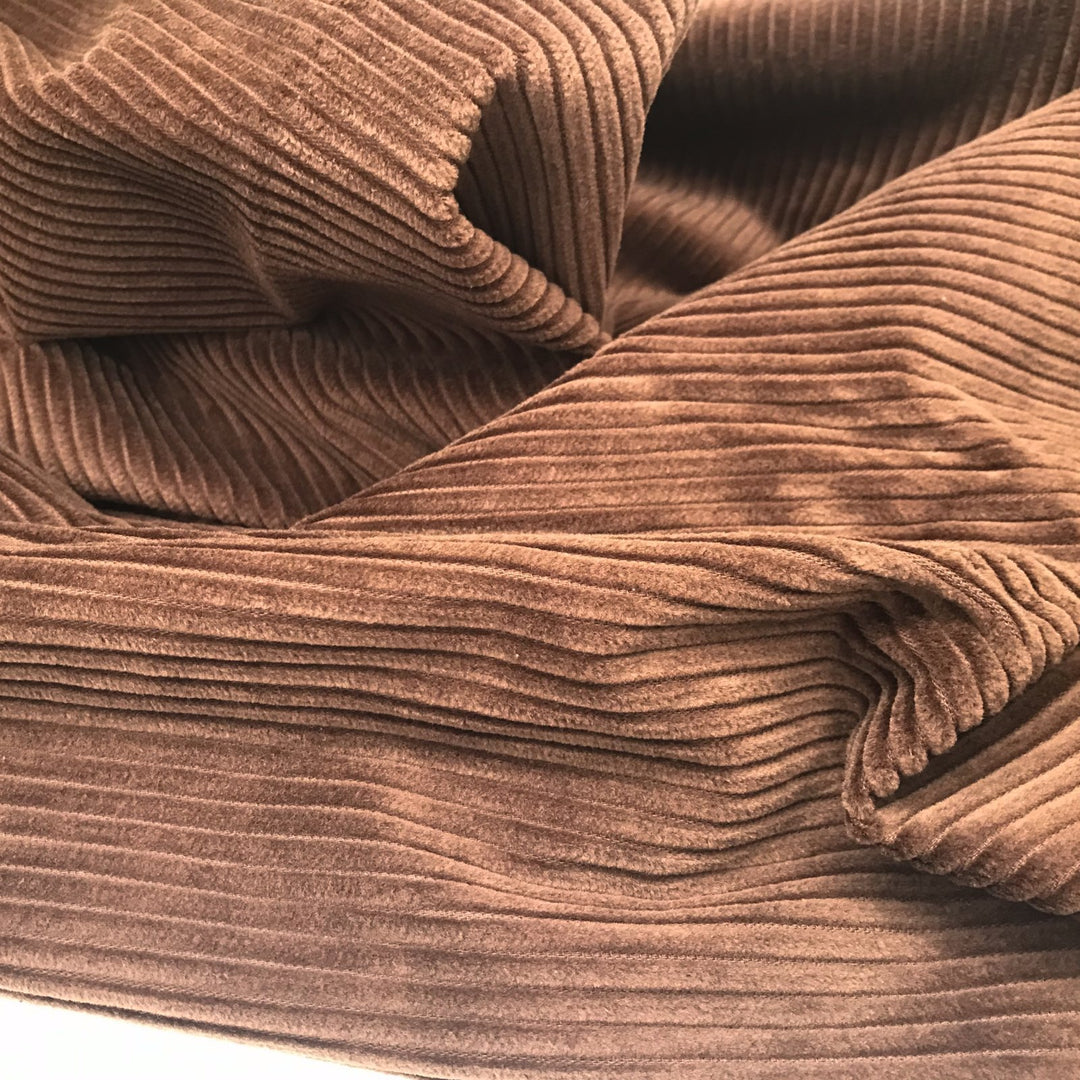 Root beer brown 5 wale cotton corduroy fabric - wide width soft textile for sewing autumn jackets and pants