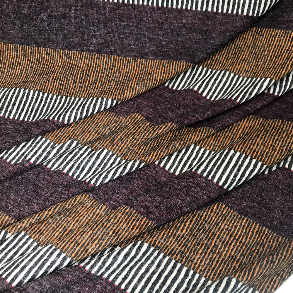 Brushed Block Stripe Hacci Sweater Knit Fabric - Rayon Spandex Poly Blend - Cozy Stretchy Deadstock Material for Cardigans & Layering