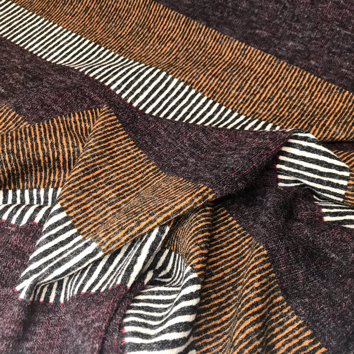 Brushed Block Stripe Hacci Sweater Knit Fabric - Rayon Spandex Poly Blend - Cozy Stretchy Deadstock Material for Cardigans & Layering