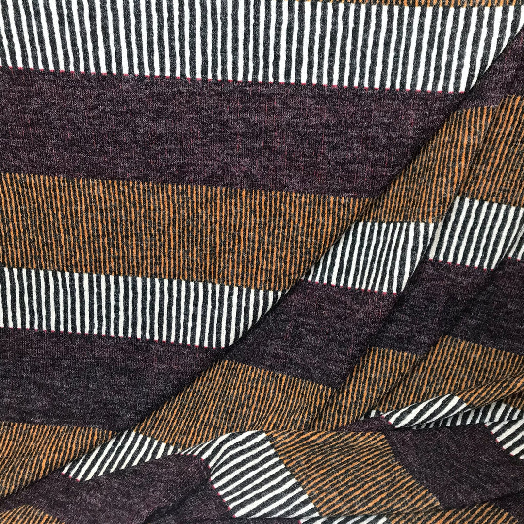 Brushed Block Stripe Hacci Sweater Knit Fabric - Rayon Spandex Poly Blend - Cozy Stretchy Deadstock Material for Cardigans & Layering