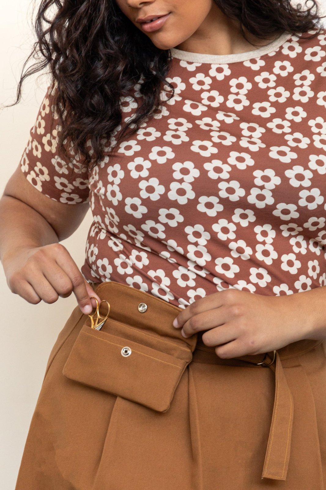 Friday Pattern Co. Bernadette Skirt sewing pattern – pleated skirt with detachable belt bag in mini and midi lengths for sizes XS-7X