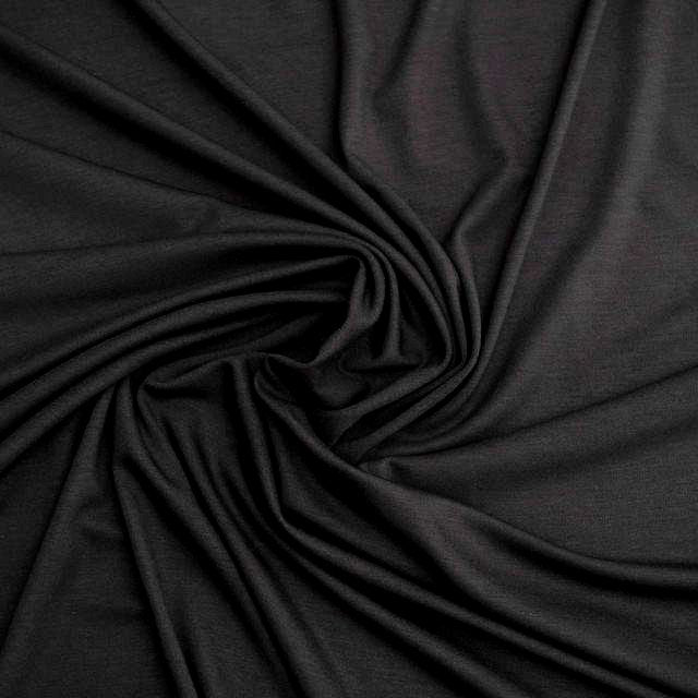 Opaque Black Rayon Jersey Knit Fabric - 95% Rayon 5% Spandex - Wide Stretchy Soft Deadstock Material for Sewing