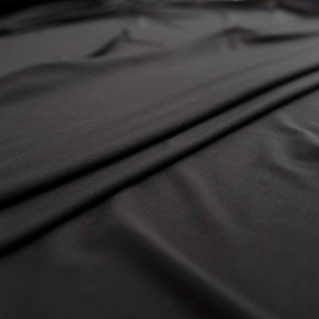Opaque Black Rayon Jersey Knit Fabric - 95% Rayon 5% Spandex - Wide Stretchy Soft Deadstock Material for Sewing