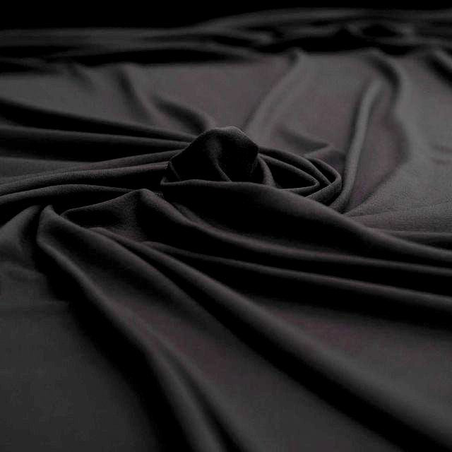 Opaque Black Rayon Jersey Knit Fabric - 95% Rayon 5% Spandex - Wide Stretchy Soft Deadstock Material for Sewing
