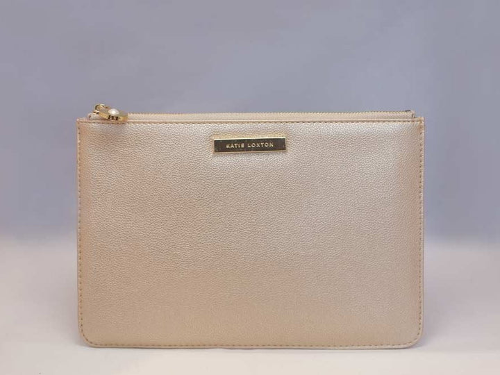 Katie Loxton Message Clutch in elegant design with zipper closure, available in multiple colors.