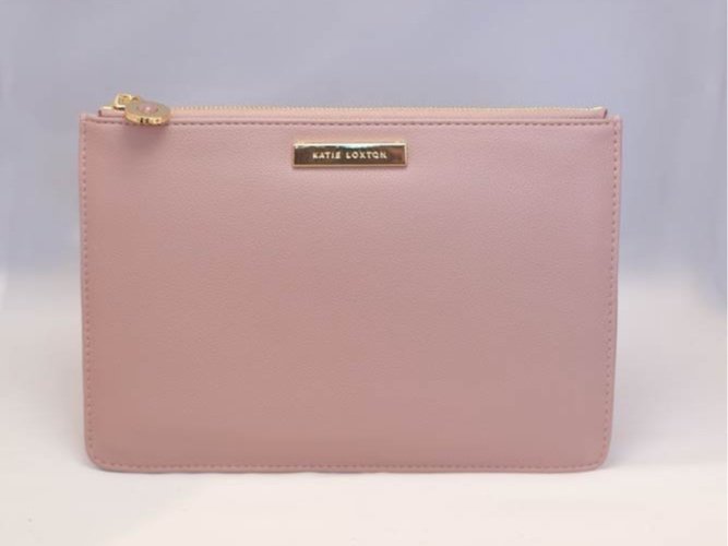 Katie Loxton Message Clutch in elegant design with zipper closure, available in multiple colors.