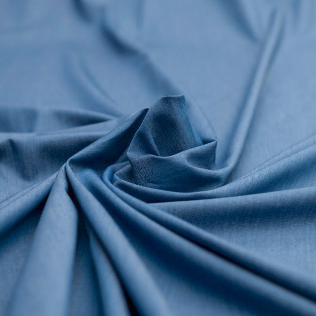 Indigo Chambray Shirting Fabric - 100% Cotton 54-Inch Wide Deadstock Material for Shirts and Dresses