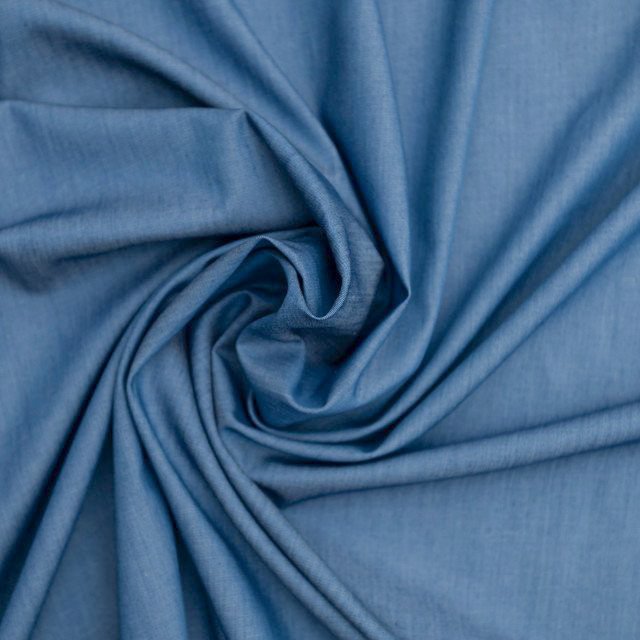 Indigo Chambray Shirting Fabric - 100% Cotton 54-Inch Wide Deadstock Material for Shirts and Dresses