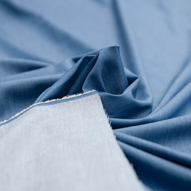 Indigo Chambray Shirting Fabric - 100% Cotton 54-Inch Wide Deadstock Material for Shirts and Dresses