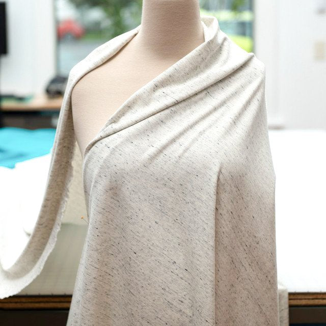 Snow Grey Heather Ponte Knit Fabric - Rayon Nylon Spandex Blend - Wide Stretchy Double Knit for Tailored Garments