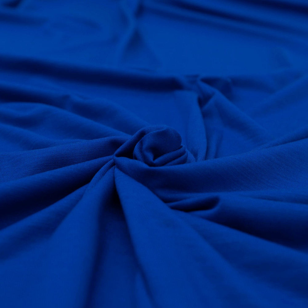 Cobalt Blue Wool Jersey Knit Fabric - 100% Wool - Drapey Stretchy Natural Material for Sweaters & Tees