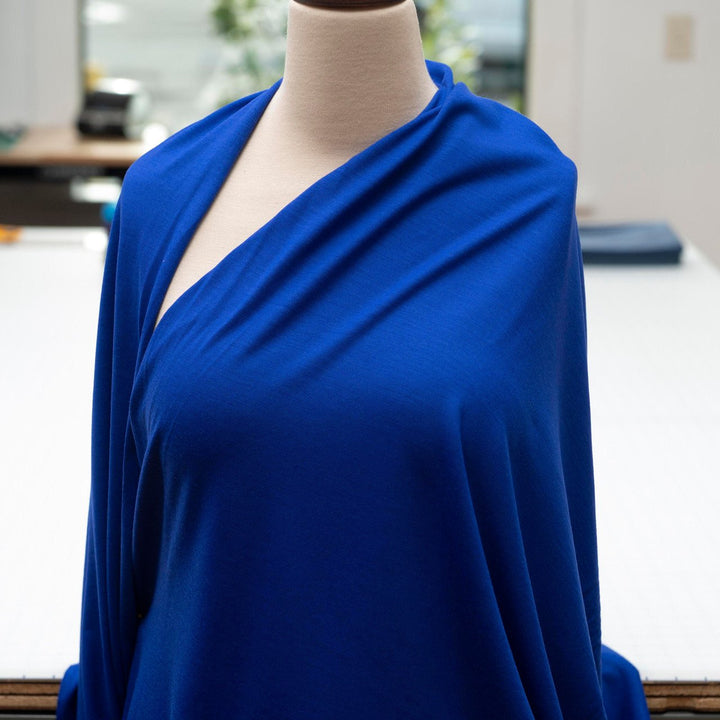 Cobalt Blue Wool Jersey Knit Fabric - 100% Wool - Drapey Stretchy Natural Material for Sweaters & Tees