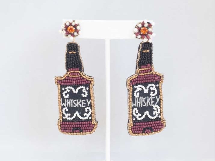 Vibrant Eclectic Beaded Earrings with playful designs like festive Christmas patterns, alcohol bottles, and bumblebees.