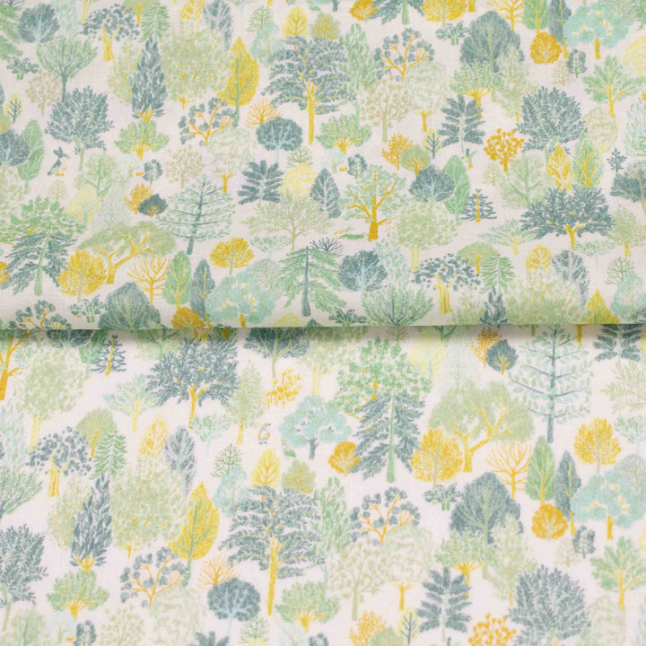 Japanese Cotton Lawn - Scandinavian Forest in Greens