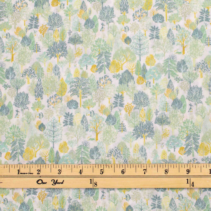 Japanese Cotton Lawn - Scandinavian Forest in Greens