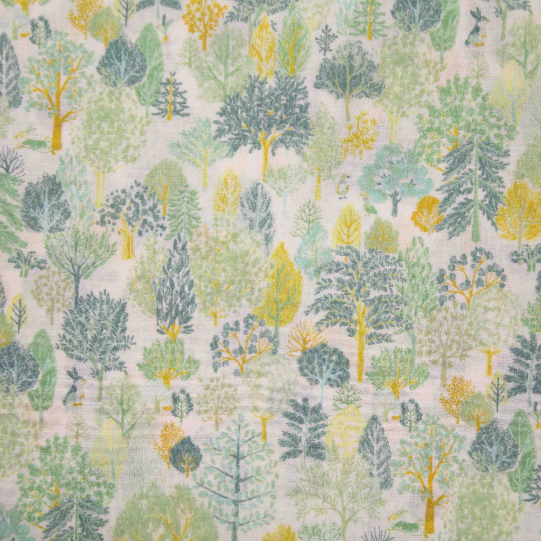 Japanese Cotton Lawn - Scandinavian Forest in Greens