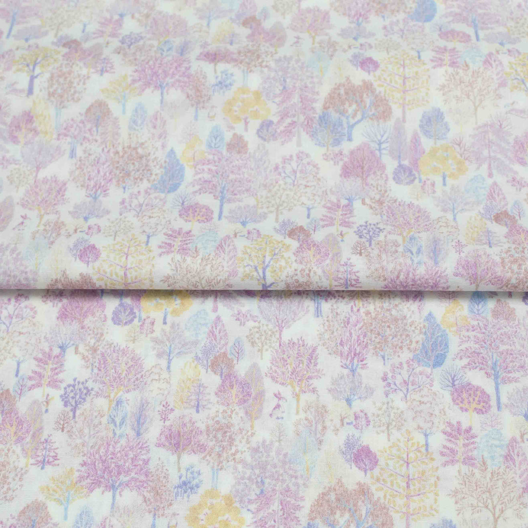 Japanese Cotton Lawn - Scandinavian Forest in Lavender and Pinks