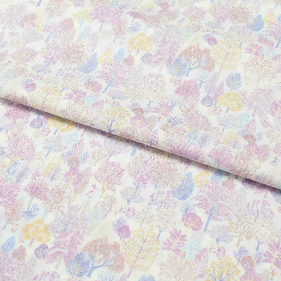 Japanese Cotton Lawn - Scandinavian Forest in Lavender and Pinks