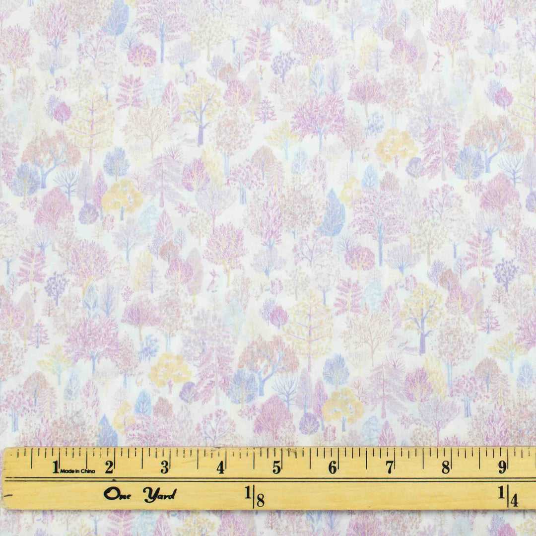 Japanese Cotton Lawn - Scandinavian Forest in Lavender and Pinks