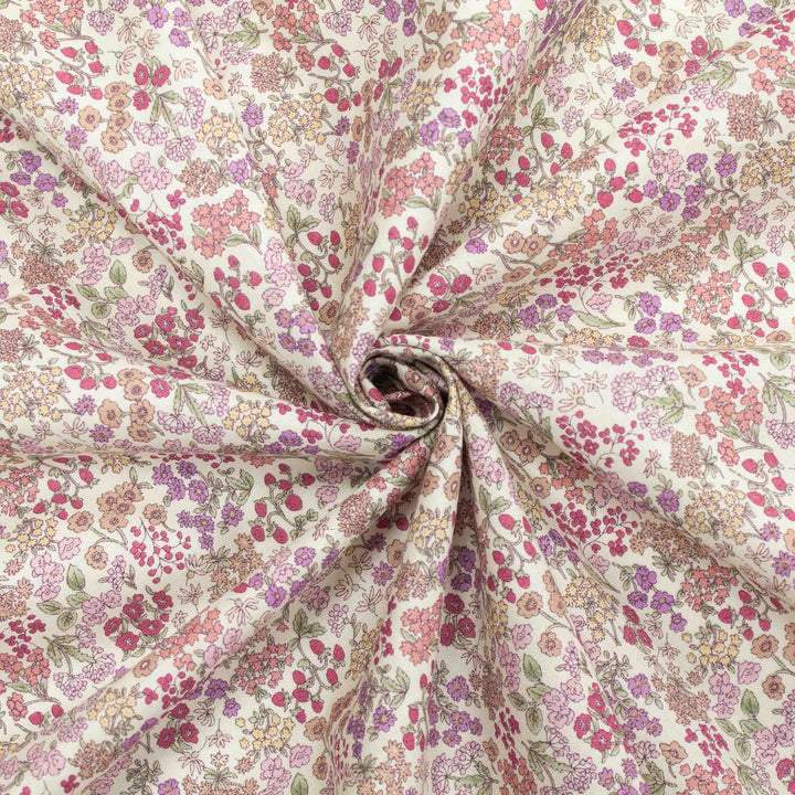 Japanese Cotton Lawn - Wildflowers with Berries - Cream