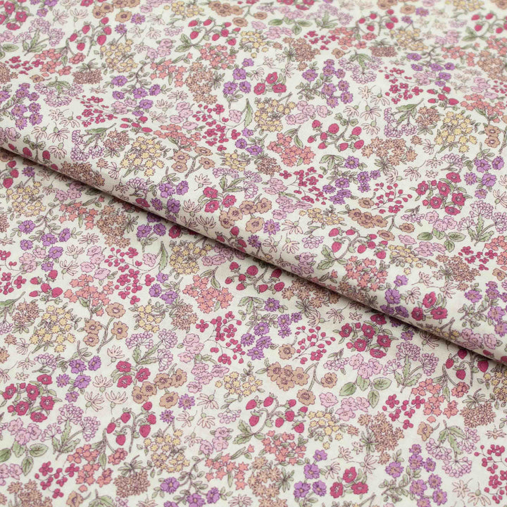 Japanese Cotton Lawn - Wildflowers with Berries - Cream