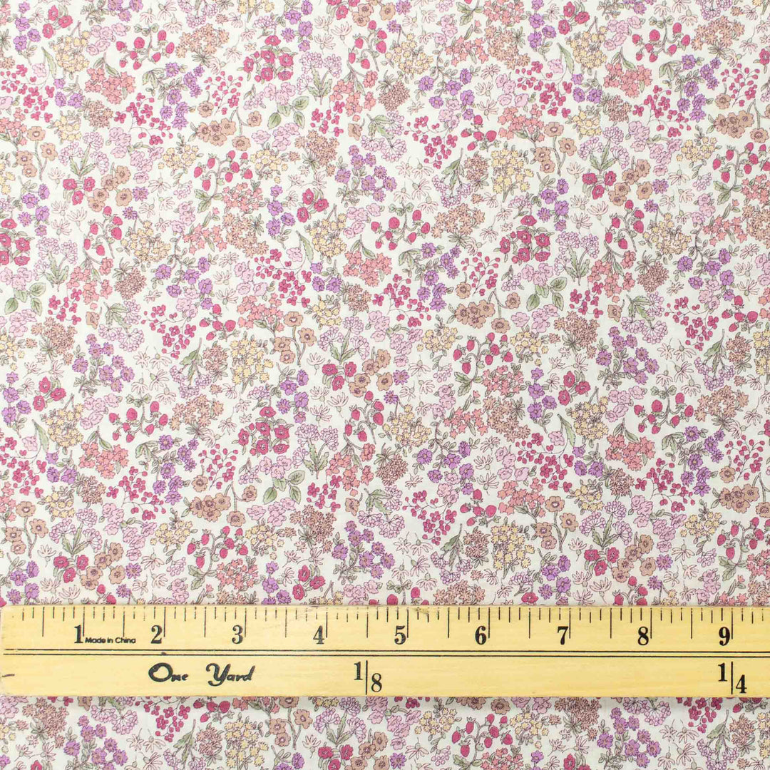 Japanese Cotton Lawn - Wildflowers with Berries - Cream