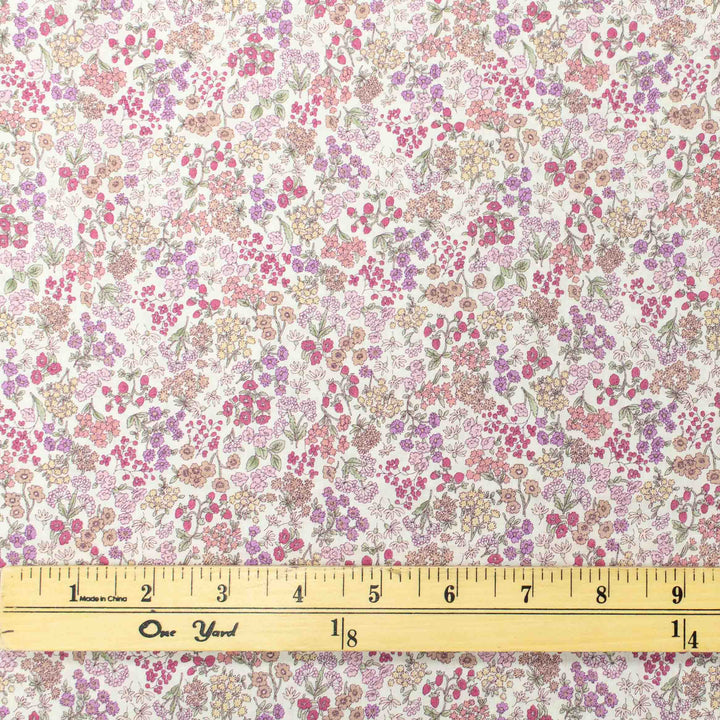 Japanese Cotton Lawn - Wildflowers with Berries - Cream